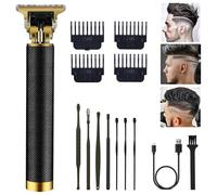 PXLISIE Professional Cordless Hair Clipper and Trimmer for Men, T Blade Zero Gapped Rechargeable Beard Shaver, Hair Cutting Kit With Ear Spoon Tool Set, Black