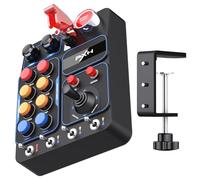 PXN CB1 Button Box - PC Simulator Side Panel with 19 Programmable Buttons & Switches, RGB Backlight, USB Plug-and-Play, Desk Clamp & 100×100mm VESA Mount - For Truck, Racing, Flight & Farming Games