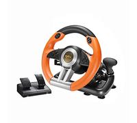 PXN V3 Pro Gaming Steering Wheel with Pedals - 180° Racing Wheel with Vibration Feedback, Steering Wheel for PC, PS3, PS4, and Switch -Orange