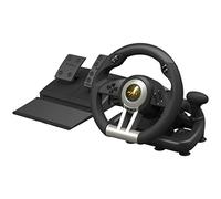PXN V3 Pro Gaming Steering Wheel with Pedals - 180° Wheel, Vibration Feedback, Integrated-Shifter, Paddle Shifters - Steering Wheel for PC, PS3, PS4, Xbox and Switch - Black