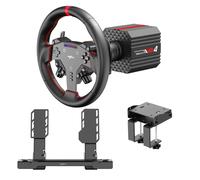 PXN VD4 Direct Drive Racing Wheel Bundle - 4Nm Force Feedback Servo Motor Base with Quick Release, 11” Gming Steering Wheel, Modular Hall Effect Metal Pedals, Desk Clamp - for PC Windows 7-11