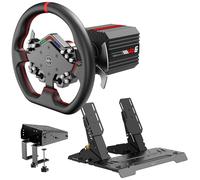 PXN VD6 Direct Drive Bundle - PC Steering Wheel and Pedals - 6 Nm Direct Drive Servo Motor Base, W DS R2 Racing Wheel, Hall Effect 2-Pedal, and Table Clamp - Professional Sim Racing Setup for Windows