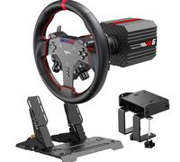PXN VD6 Direct Drive Racing Wheel Bundle - 6 Nm Servo Motor Base with Quick Release, W AS Gaming Steering Wheel (28 cm), PD HM 2-Pedal, Desk Clamp, PC Tuning Software Support - For Windows PC