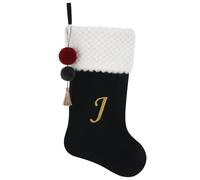 Pxniy 19.5" Personalized Velvet Christmas Stocking with Embroidered Initials- Fireplace Stockings, Family Holiday Xmas Party Decor (Black J)