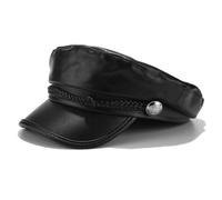 PXPLDYY Beret Hat Women Beret Military Cap Women Casual Flat Hats Captain Cap Trucker Pu Leather Travel Cadet Painter'S Octagonal Hat,Style4,One Size
