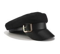 PXPLDYY Beret Hat Women Beret Military Cap Women Casual Flat Hats Captain Cap Trucker Pu Leather Travel Cadet Painter'S Octagonal Hat,Style9,One Size