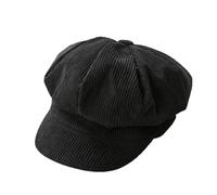 PXPLDYY Beret Hat Women Corduroy Anise Newsboy Cap Women Vintage Literary Snapback Octagonal Painter Hat Spring Autumn Leisure Accessories,Black,One Size