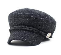 PXPLDYY Beret Hat Women Cotton Women Shine Solid Color Duck Tongue Beret Casual Octagonal Cap Autumn And Winter Joker Painter Hat,Black,One Size
