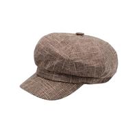 PXPLDYY Beret Hat Women Newsboy Cap Octagonal Hat Plaid Beret Women Autumn Winter Vintage Casual Painter Hat,Brown,56-58Cm
