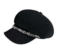 PXPLDYY Beret Hat Women Panama Women'S Rhinestone Chain Belle Painter Newspaperboy Octagonal Duck Tongue Hat Beach Sunshade Outdoor Cap,Black,56-58Cm