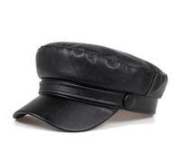 PXPLDYY Beret Hat Women Pu Leathe Solid Color Army Beret Cap Spring And Autumn Outdoor Adult Painter Hats Hip Hop Sunscreen Hat Sports Cap,Black,One Size