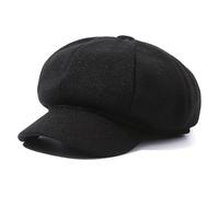 PXPLDYY Beret Hat Women Solid Color Beret Autumn And Winter Outdoor Cotton Octagonal Hat Windproof Newsboy Hats Men Women Universal Painter Caps,Black,One Size
