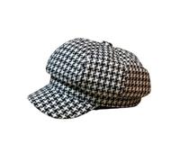 PXPLDYY Beret Hat Women Spring And Autumn Female Painter Beret Octagonal Duck Tongue Baseball Cap Thousand Bird Style Outdoor Hats,Black,One Size