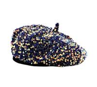 PXPLDYY Beret Hat Women Top Hat Sequins Beret Autumn Winter Painter'S Hat Street Versatile Hat Women'S Personality Pumpkin Hat,Pumpkin Blue,56-58Cm