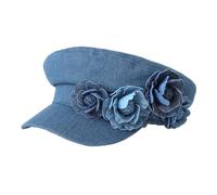 PXPLDYY Beret Hat Women Women'S Denim Beret Ladies Flat Top Captain Military Army Painter Caps,Blue,One Size