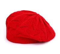 PXPLDYY Beret Hat Women Women'S Plain Color Knit Beret Hat Ladies Artist Beret Hats Spring Casual Thin Acrylic Berets For Women Beanie,Red,54-59Cm