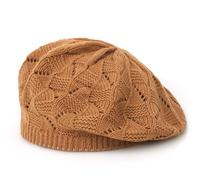 PXPLDYY Beret Hat Women Women'S Plain Color Knit Beret Hat Ladies Artist Beret Hats Spring Casual Thin Acrylic Berets For Women Beanie,Camel,54-59Cm