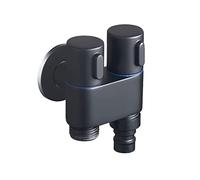 PXQCHAVLN Double Garden Faucet one in Two Out Faucet Diverter Valve 1/2 Washing Machine Faucet Splitter Brass faucets Outdoor Double Control Angle Valve for Bathroom, Black A(Black A)