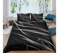 PXQKZPMYH 3D Comfortable Microfibre Abstract Lines Duvet Cover All Season Bedding Set w/Pillow Cases Minimalist Motion Duvet Cover Sets Easy Care Breathable for Bedroom Decor Single（135x200cm）