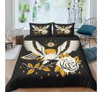 PXQKZPMYH 3D Easy Care Microfiber eagle tattoo Bedding Quilt Cover Breathable Bedding Sets with Matching Pillowcase vintage illustrative Bed Quilt Cover All Season Washable for All Single（140x200cm）