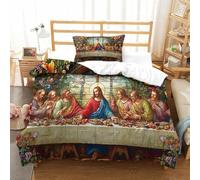 PXQKZPMYH 3D Printed Jesus Duvet Cover Set with Hidden Zipper | Ultra-Soft Microfiber Bedding, | Kids, Teen & Adult Rooms Single（135x200cm）