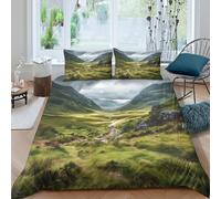 PXQKZPMYH 3D Soft Microfibre Scenic Valley Comforter Cover Skin-Friendly Bedding Set w/Pillow Shams Nature Photography Duvet Cover Set All Season Easy Care for Men Women Kids Single（135x200cm）