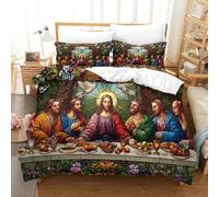 PXQKZPMYH Jesus Microfiber Duvet Cover Set 3D Bedding with Pillowcases | Soft, Zipper Closure, Easy Wash | for Adult, Teen, Kids Room Single（140x200cm）