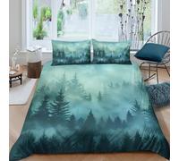 PXQKZPMYH Super Soft 3D Print Microfiber Misty forest scene Quilt Cover Easy Care Bedding Set w/Pillowcases Nature Bed Quilt Cover All Season Breathable for Kids Teens Adults Double（200x200cm）