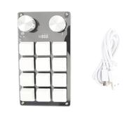 PxQuerantic 12 - Key One Handed Macro Mechanical Keyboard, Programmable Gaming Keypad with Adjustable Knob, Dust - Proof Green Switches, USB - C Keyboard for Office, Lab, Music & (Black and White)
