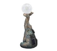 PxQuerantic Elephant Statue Garden Decor with Cracked Glass Ball Solar Light, Solar Powered Outdoor Elephant Figurine for Yard Patio Balcony Lawn Pathway Ornament
