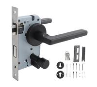 PxQuerantic House Door Handle Lock, Black Aluminum Lever with Antioxidant Coating, Shock Resistant Bedroom Door Handle Lock with Illuminated Tongue for Home Interior Doors