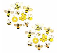 PXRLMYF 20 Pcs Bee Charms Metal Cute Enamel Bee Pendants with Rhinestones Enamel Alloy Honey Bees Charms for DIY Necklace Bracelet Jewelry Making Earrings Keychains Bangle Making
