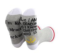 PXTIDY 2 Pairs Christian Church Gift Deacon Socks I'm not a Miracle Worker Saying Novelty Socks Catholic Deacon Pastor Gift, Grey, 00