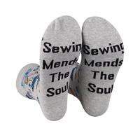 PXTIDY 2 Pairs Sewing Socks Quilting Gift for Sewing Lover Sewing Mends The Soul Quilters Crafters Sewers Gift Quilter Socks, Grey, 00