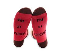 PXTIDY 21st Birthday Gifts for Her I'm 21 Bitches Socks Celebrate Turning Twenty One 21st Birthday Gift Happy 21st Birthday Party Fabulous Keepsake Sock (21 Bitches), 00