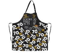 PXTIDY 70th Birthday Kitchen Apron Looks 30 Feels 22 Acts 18 Cooking Gifts for Men Women Funny Birthday Apron With 2 Pockets