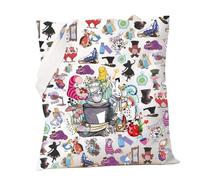 PXTIDY Alice Wonderland Themed Tote Bag Alice Adventures in Wonderland Tote Handbag Mad Hatter Tea Party Gifts