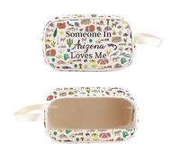 PXTIDY Arizona Souvenir Clear Toiletry Bag Long Distance Relationships Gift Someone In Arizona Loves Me Bag State Travel Gift, Beige, Fashion