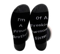 PXTIDY Awesome Brother Gift Brother Socks I'm A Proud Brother Of A Freaking Awesome Sister Socks Brother Gifts from Sister (Awesome Sister)