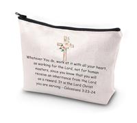 PXTIDY Bible Verse Colossians 3:23-24 Christian Gifts Makeup Bag Scripture Cosmetic Pouch for Women Inspiring Religious Gift