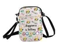 PXTIDY Bingo Gambler Gifts Bingo Lover Gifts Happiness is Yelling Bingo Crossbody Bag Gambling Travel Lucky Bingo Game Gift