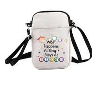 PXTIDY Bingo Lover Player Gifts What Happens At Bingo Stays At Bingo Lucky Crossbody Bag Funny Games Gift Mini Shoulder Bag