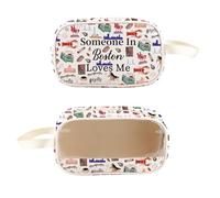 PXTIDY Boston Souvenir Clear Toiletry Bag Long Distance Relationships Gift Someone In Boston Loves Me Bag State Travel Gift, Beige, Fashion