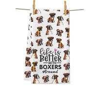 PXTIDY Boxer Dog Kitchen Towel Life is Better with Boxers Around Pets Boxer Dish Towel for Pet Lovers Boxer Dog Owner Gift