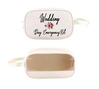 PXTIDY Bride Wedding Day Emergency Kit Clear Toiletry Bag Bridal Shower Gift Wedding Clear Cosmetic Bag Bride to Be Gifts