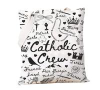 PXTIDY Catholic Crew Tote Bag Catholics Saints for Women Religious Crew Shoulder Bag Catholic Saint God Deacon Religious Gift, Beige, M