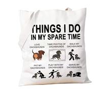 PXTIDY Dachshund Dog Tote Bag Pet Bag Dachshund Lover Gift Things I Do in My Spare Time Dachshund Canvas Tote Wiener Dog Gift