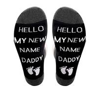 PXTIDY Daddy Socks Gift for New Dads Hello My New Name is Daddy Pregnancy Announcement Gift Socks for Dad to Be (Name Is Daddy)