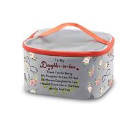 PXTIDY Daughter-in-Law Makeup Bag Thank You for Being My Daughter-in-Law Zipper Cosmetic Pouch Gifts for My Future Daughter-in-Law on Wedding Day, Birthday Gift (Grey-LT)