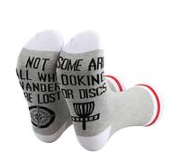 PXTIDY Disc Golf Socks Not All Who Wander Are Lost Disc Golfing Socks for Disc Golf Lover Player Team Gold Dad Gift (N)